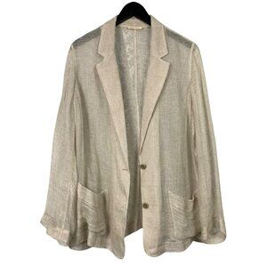 Eileen Fisher Beige Open Knit Linen Jacket Womens Plus Size Cardigan